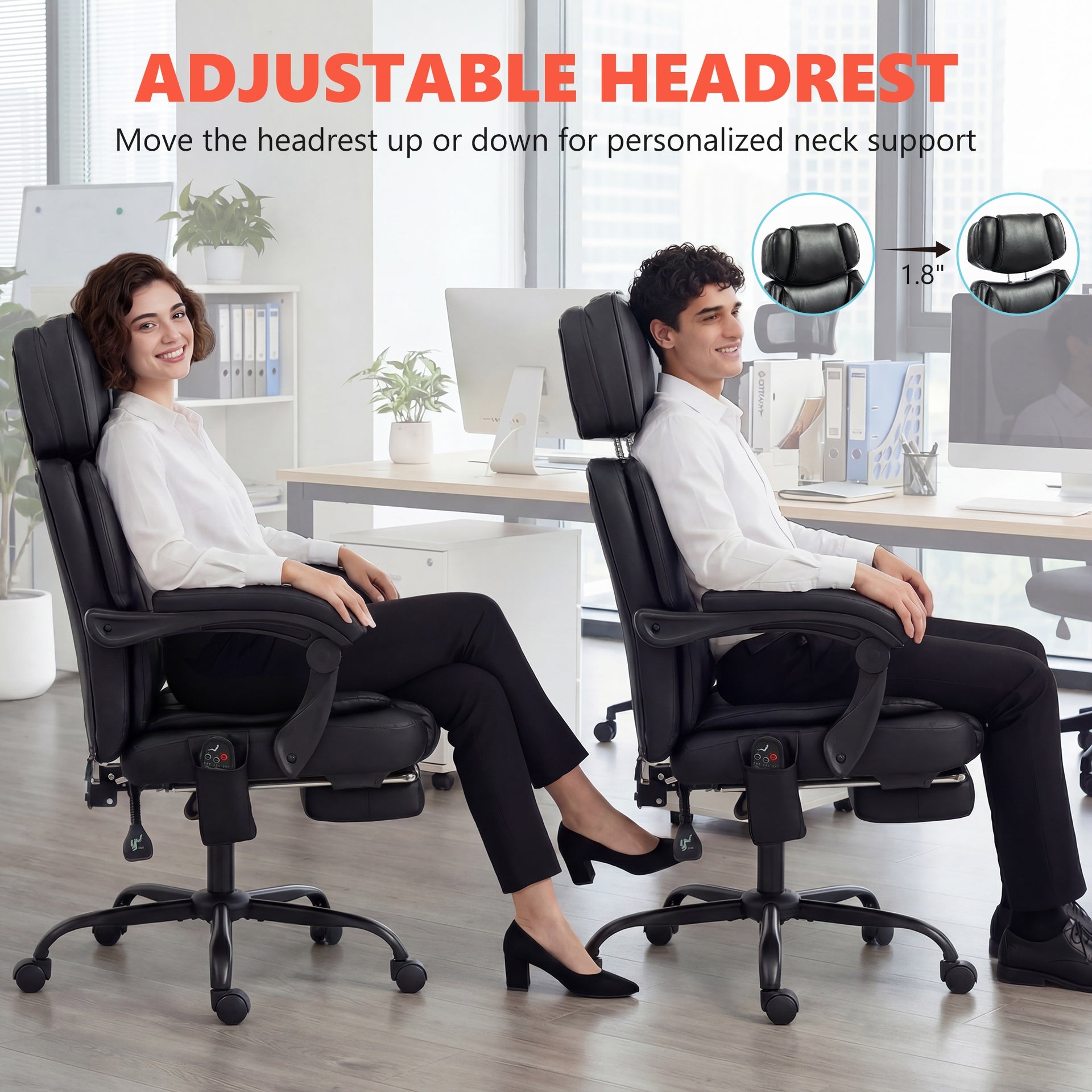 HOMCOM High Back Vibration Massage Office Chair Heated Reclining Computer Chair w/ Footrest, Swivel Wheels, Remote, Black