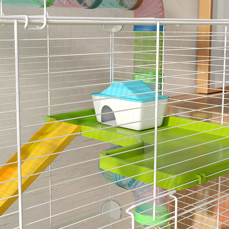 PawHut 23" 5-Tier Hamster Cage with Wheel and Water Bottle, Green