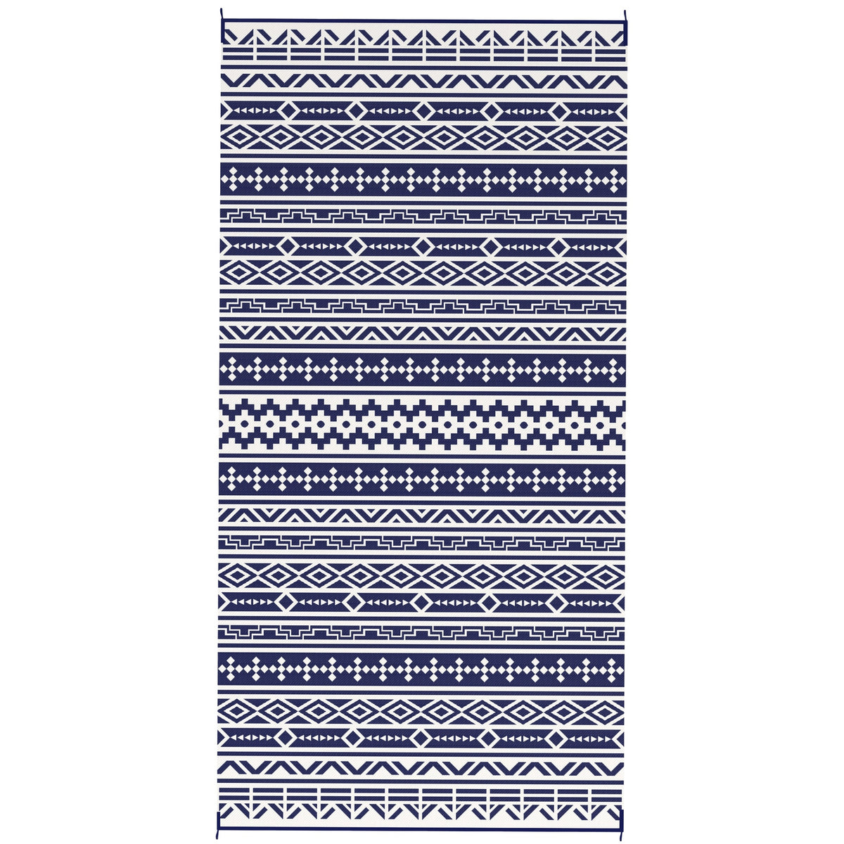 Outsunny Reversible Outdoor Rug, Waterproof Plastic Straw with Carry Bag, 9' x 18', Blue & White Geometric Wall