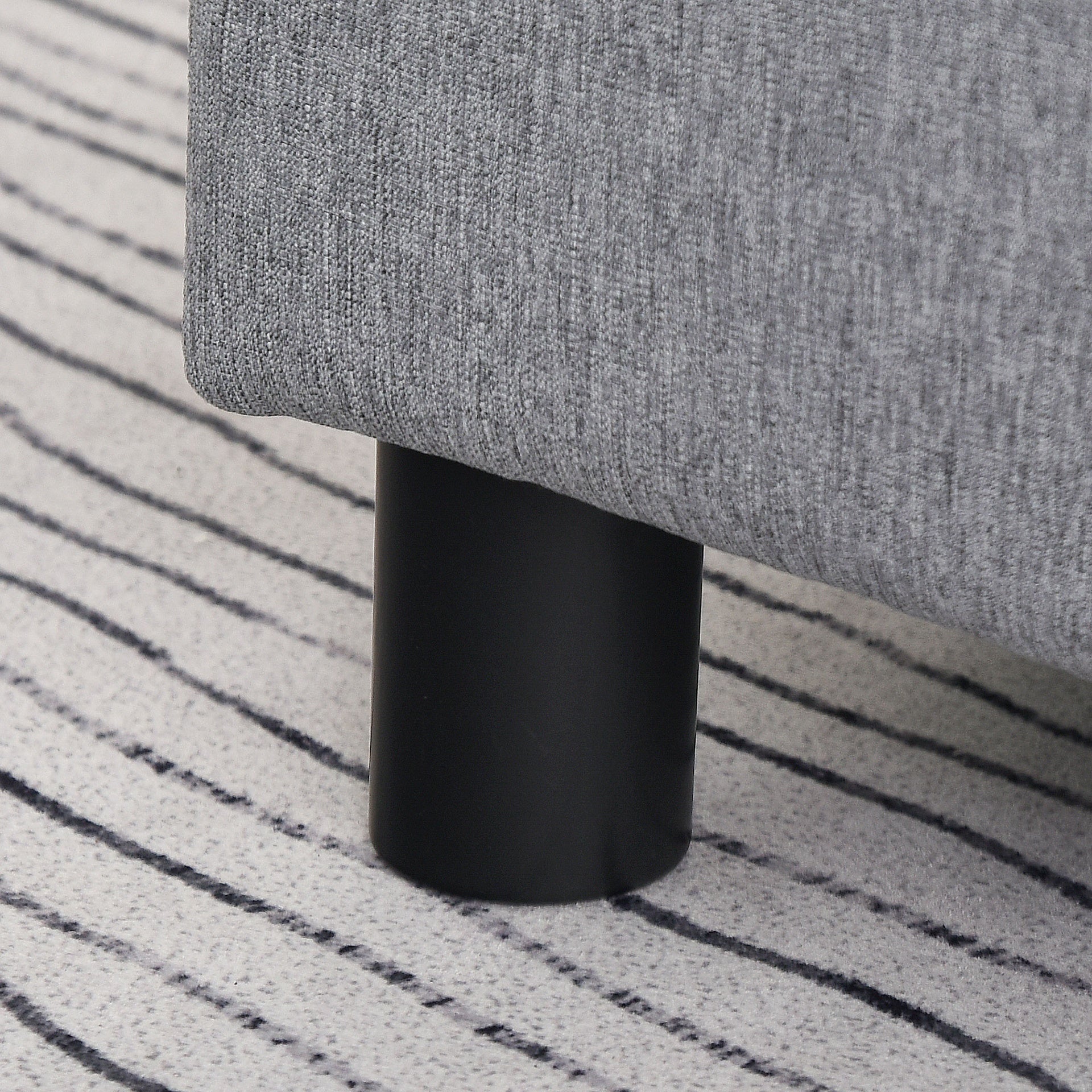 HOMCOM Ottoman Foot Rest, Small Foot Stool with Linen Fabric Upholstery and Plastic Legs, Cube Ottoman for Living Room, Gray