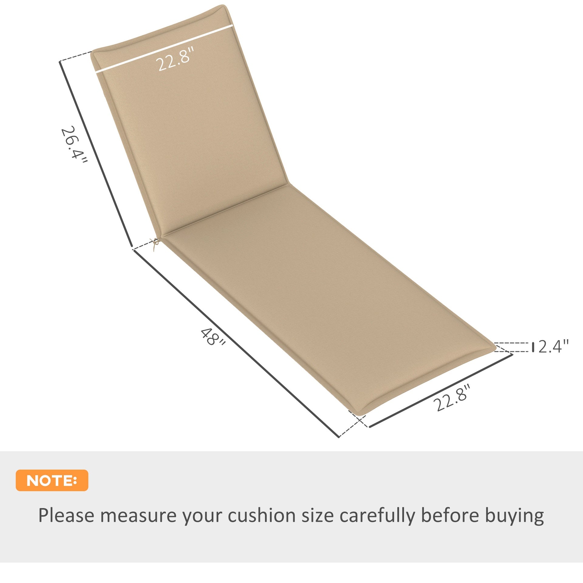 Outsunny Foldable Chaise Lounge Cushion Set of 2, Outdoor Lounge Chair Cushion Set, UPF50+ 200gsm Fabric, 76" x 23", Beige