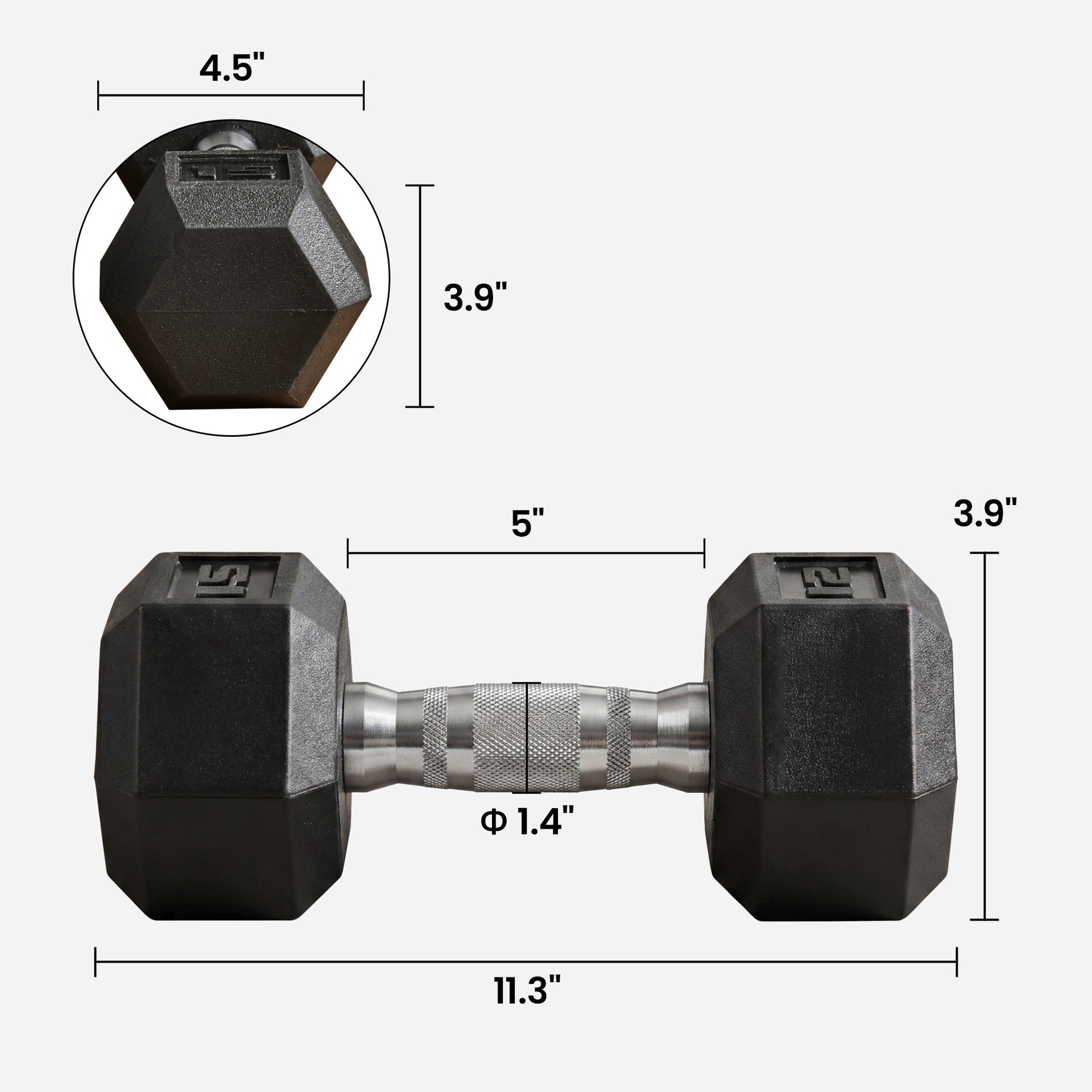 Soozier 2 x 15lbs Hex Dumbbell Set of 2, Rubber Weights Exercise Fitness Dumbbell with Non-Slip Handles, Anti-roll, for Women or Men Home Gym Workout, Black