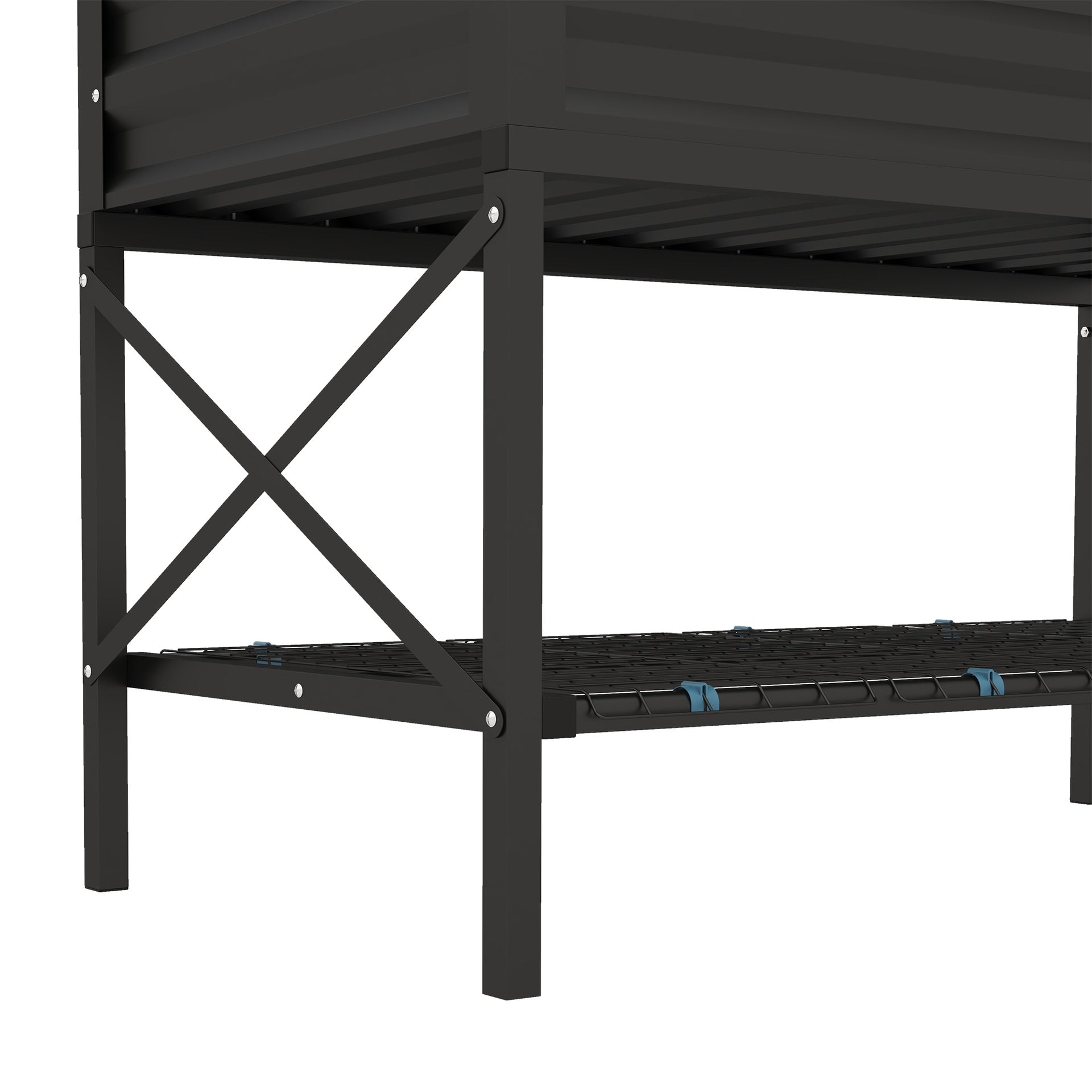 Outsunny Galvanized Raised Garden Bed, Metal Planter Box with Legs, Storage Shelf and Bed Liner, Black