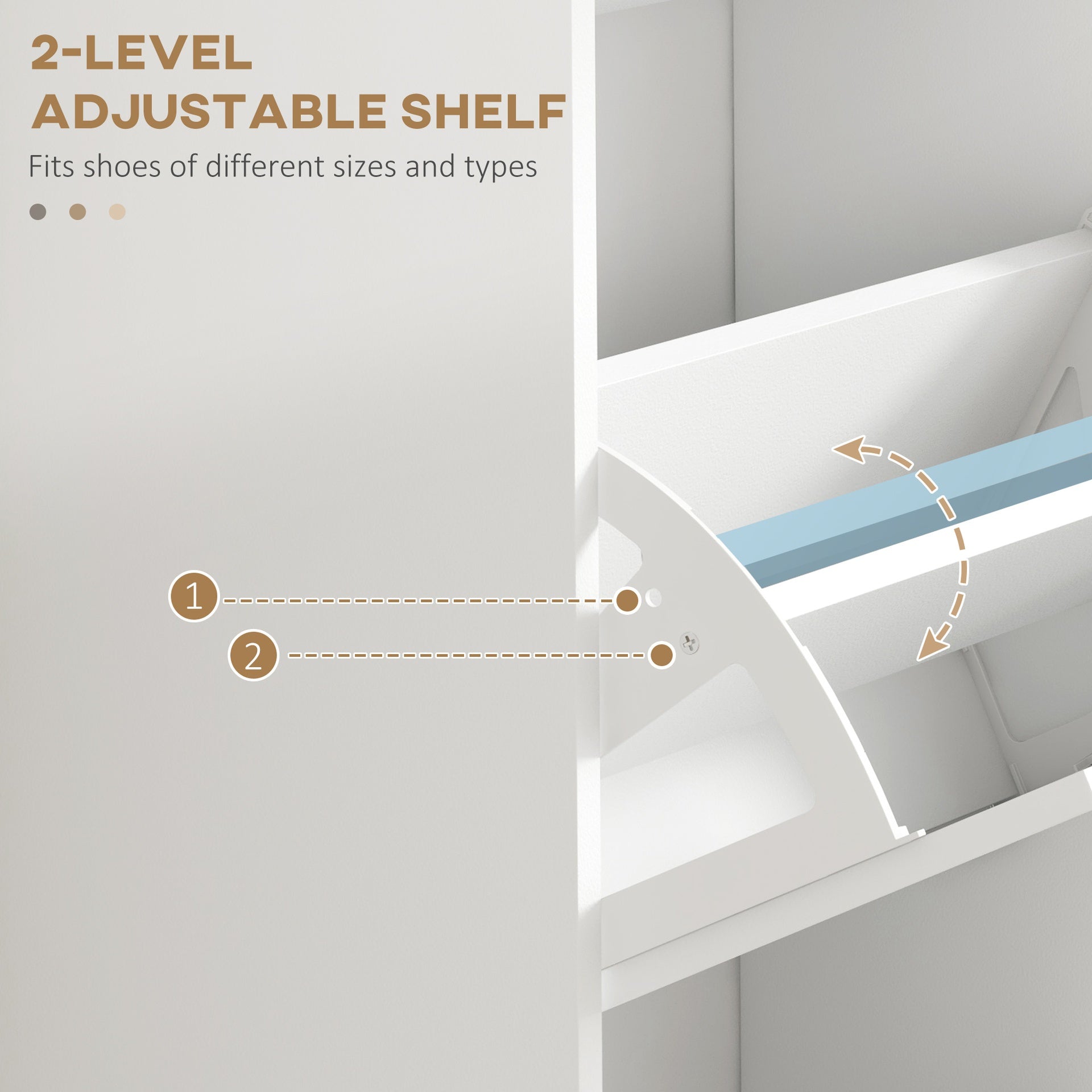 HOMCOM Modern Shoe Storage Cabinet with 3 Flip Drawers for 15 Pairs, Narrow Shoe Organizer for Entryway, Hallway, White