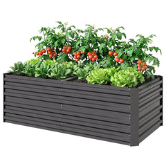 Outsunny Galvanized Raised Garden Bed, Steel Outdoor Planters with Reinforced Rods, 71" x 36" x 23", Dark Gray