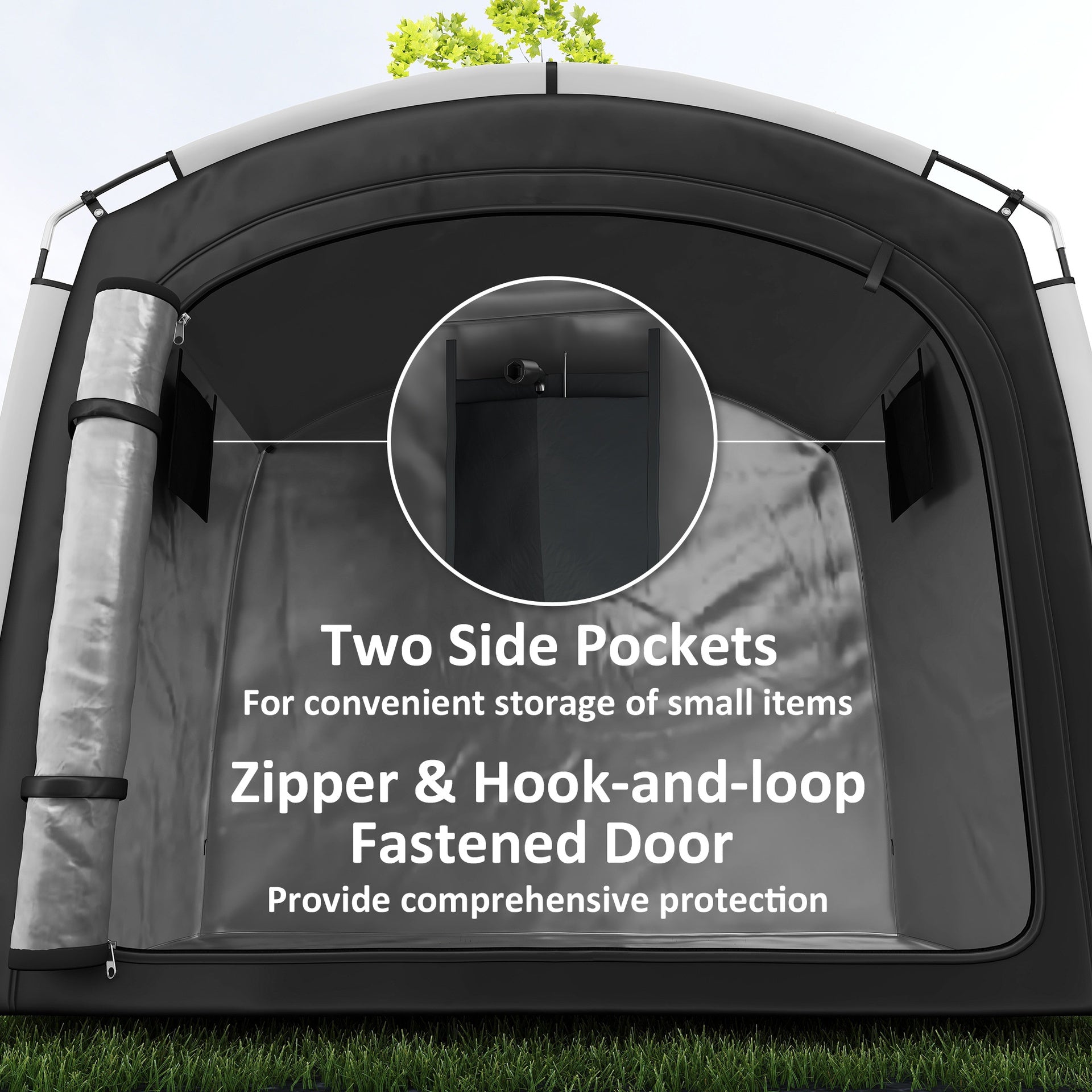Outsunny Bike Storage Shed Tent, Portable and Waterproof with 210D Oxford Fabric and Carry Bag for 3-4 Bicycles, Black
