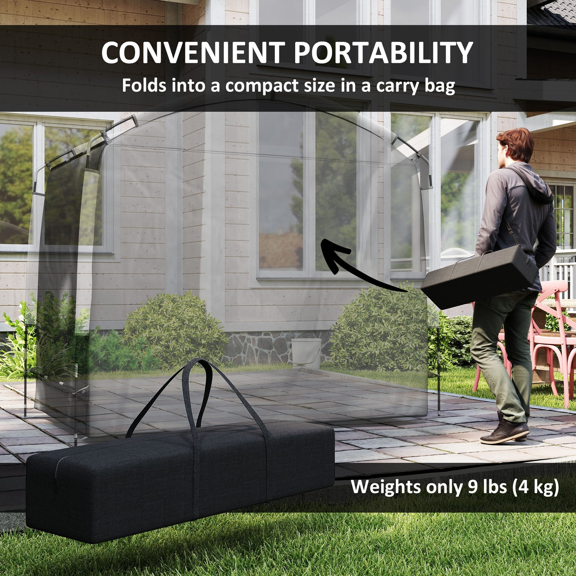 Outsunny Bike Storage Shed Tent, Portable and Waterproof with 210D Oxford Fabric and Carry Bag for 3-4 Bicycles, Black