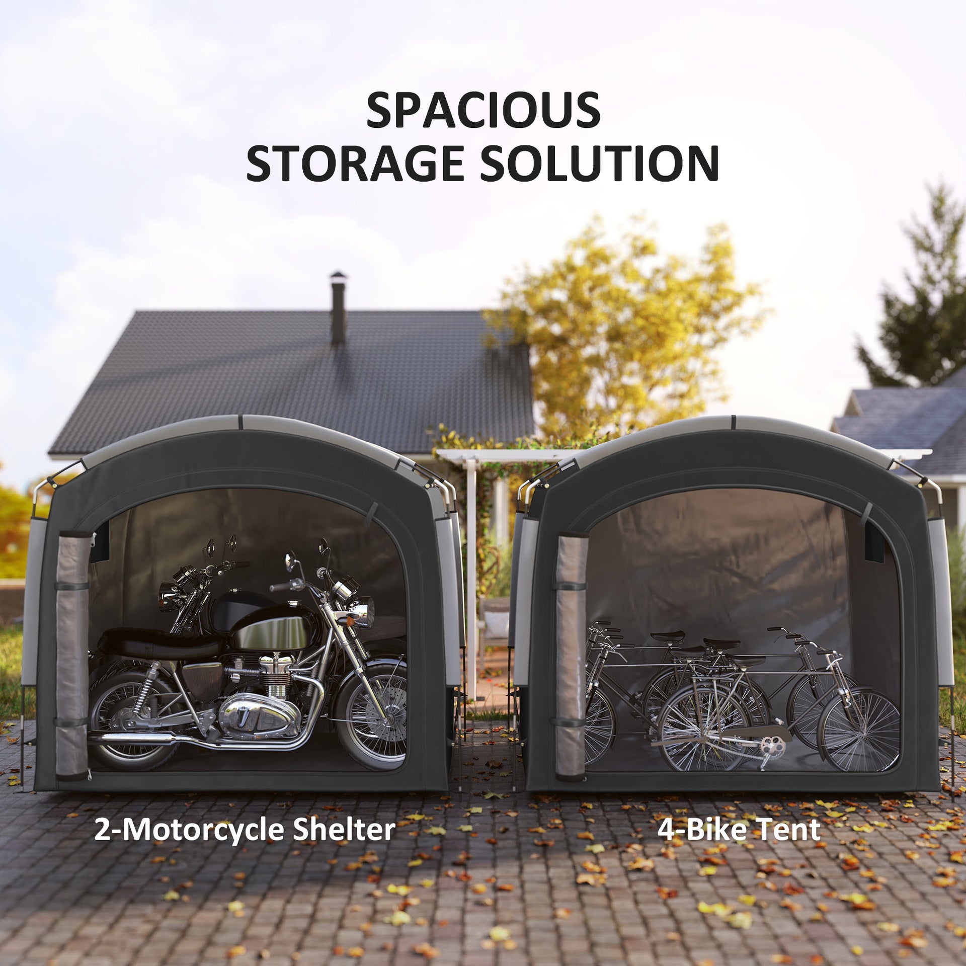 Outsunny Bike Storage Shed Tent, Portable and Waterproof with 210D Oxford Fabric and Carry Bag for 3-4 Bicycles, Black
