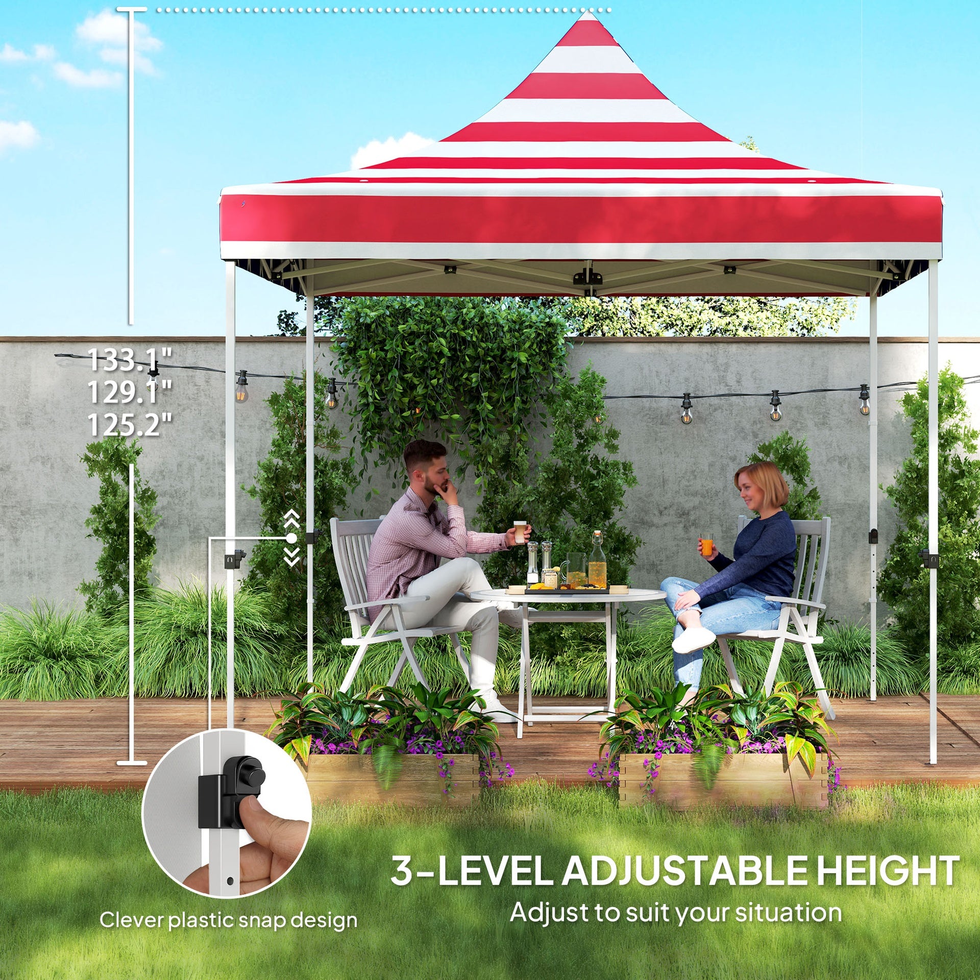 Outsunny 10' x 10' Heavy Duty Pop Up Canopy Tent with Sidewall, UPF50+ Instant Sun Shelter with Storage Pockets, American Flag