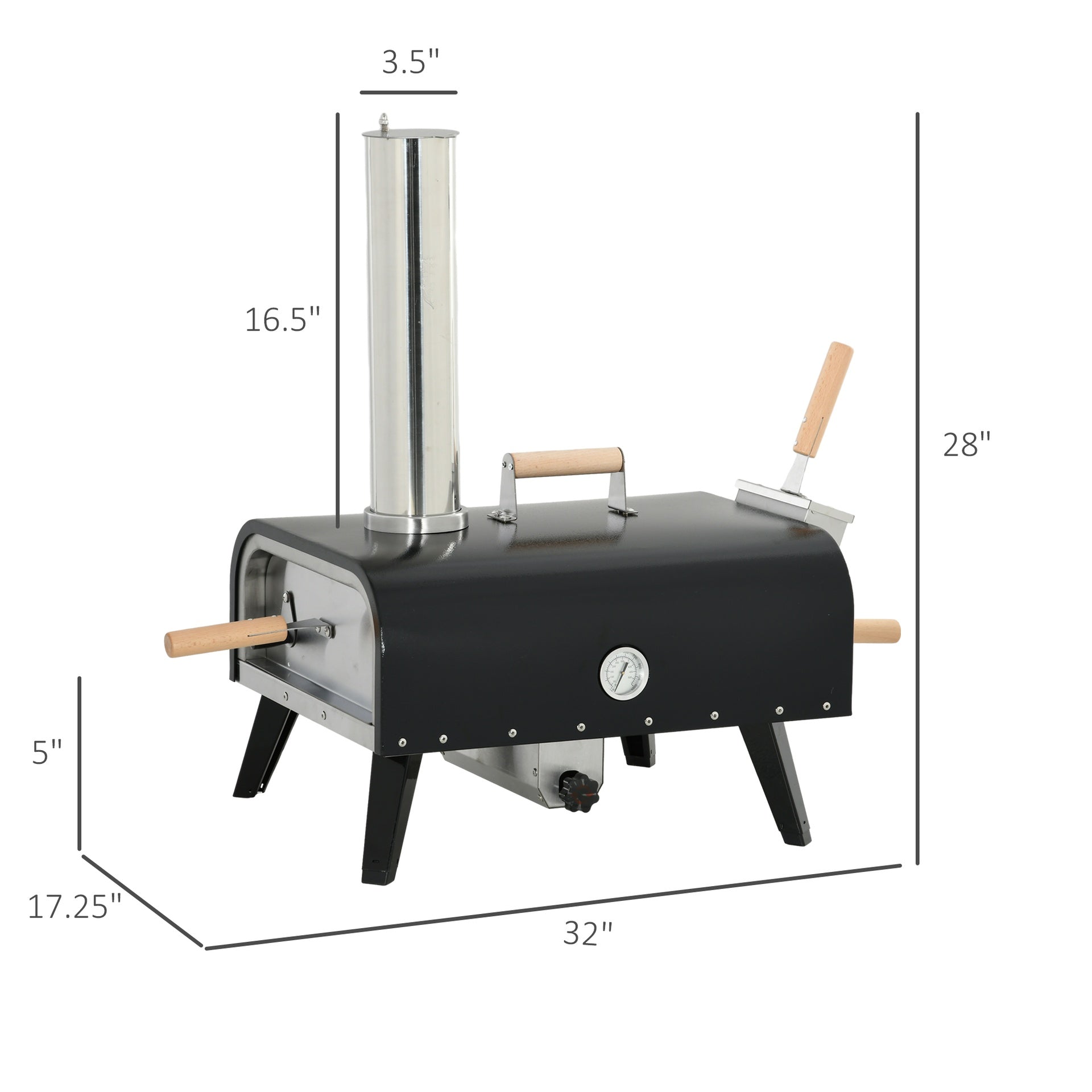 Outsunny Pellet Wood Fired Pizza Oven, Outdoor Pizza Maker with 12" Rotating Stone, Peel and Waterproof Cover