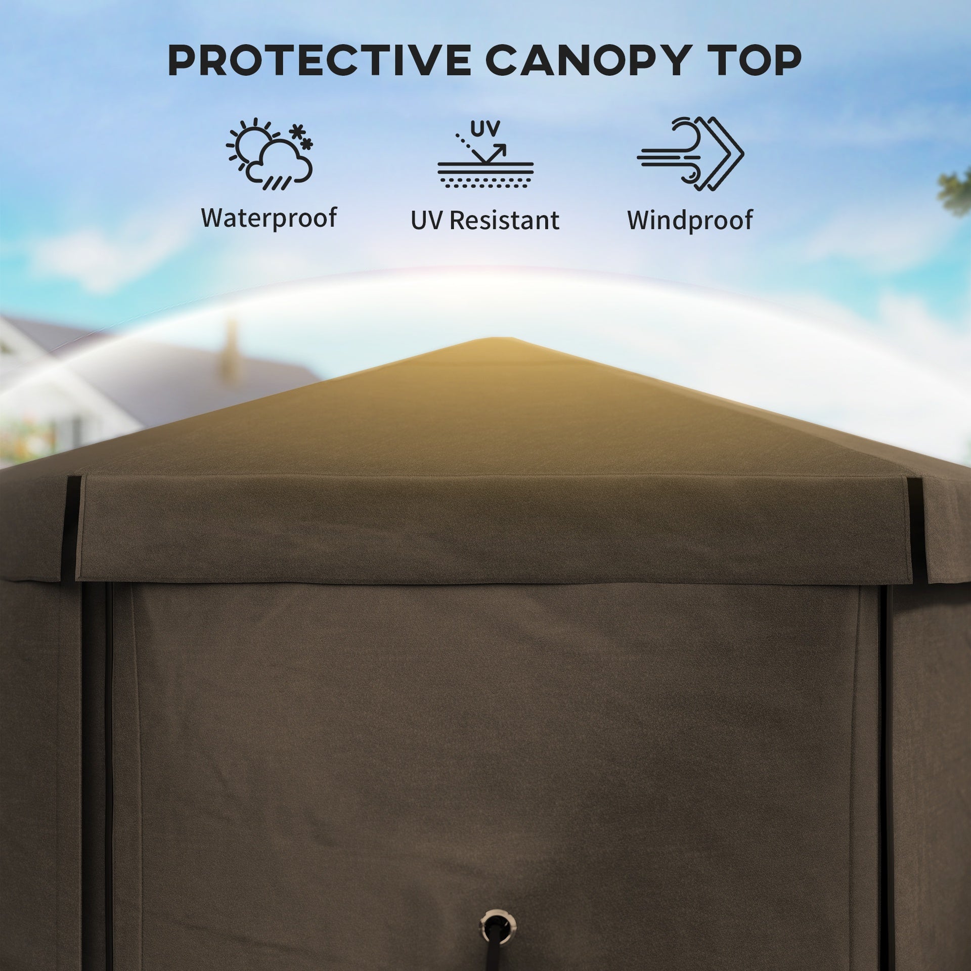 Outsunny 12' x 12' Hexagonal Pop Up Gazebo Canopy Tent with 5 Sidewalls, Outdoor Canopy Shelter with Carry Bag, Brown