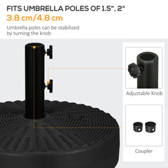 Outsunny Umbrella Stand for 1.5" or 2" Umbrella Poles, Round Fillable Umbrella Base for Outdoor, Lawn, Deck, Black
