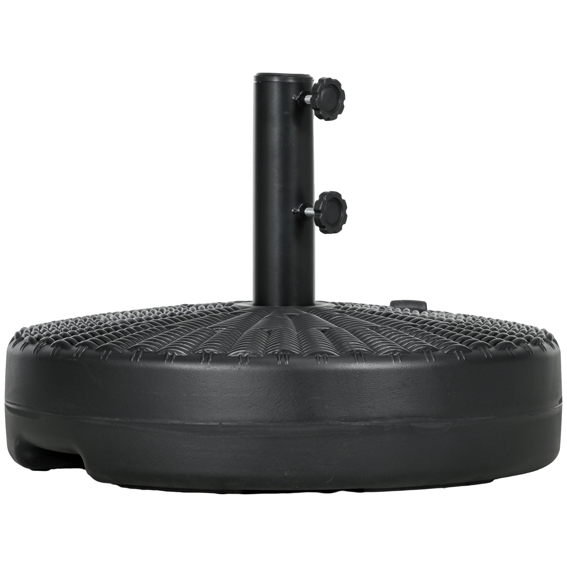 Outsunny Umbrella Stand for 1.5" or 2" Umbrella Poles, Round Fillable Umbrella Base for Outdoor, Lawn, Deck, Black