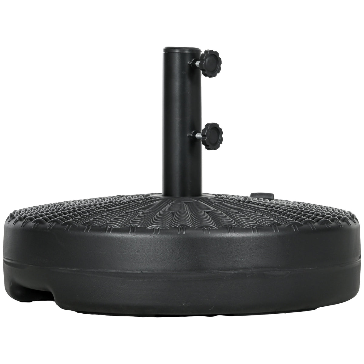 Outsunny Umbrella Stand for 1.5" or 2" Umbrella Poles, Round Fillable Umbrella Base for Outdoor, Lawn, Deck, Black