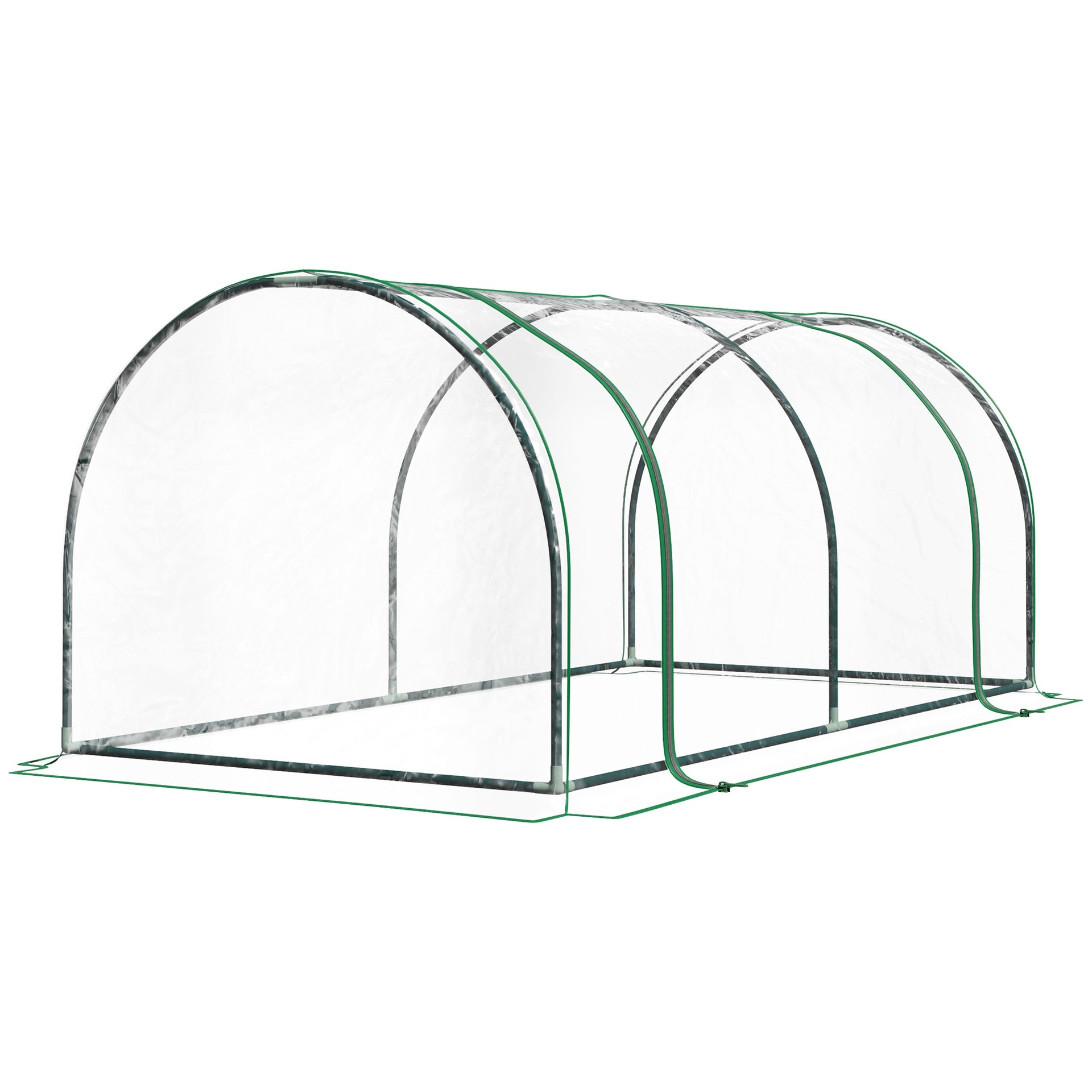 Outsunny 7' L x 3' W x 2.5' H Portable Tunnel Greenhouse for Outdoor Garden Hot House with 4 Zippered Doors, PVC Cover