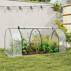 Outsunny 7' L x 3' W x 2.5' H Portable Tunnel Greenhouse for Outdoor Garden Hot House with 4 Zippered Doors, PVC Cover
