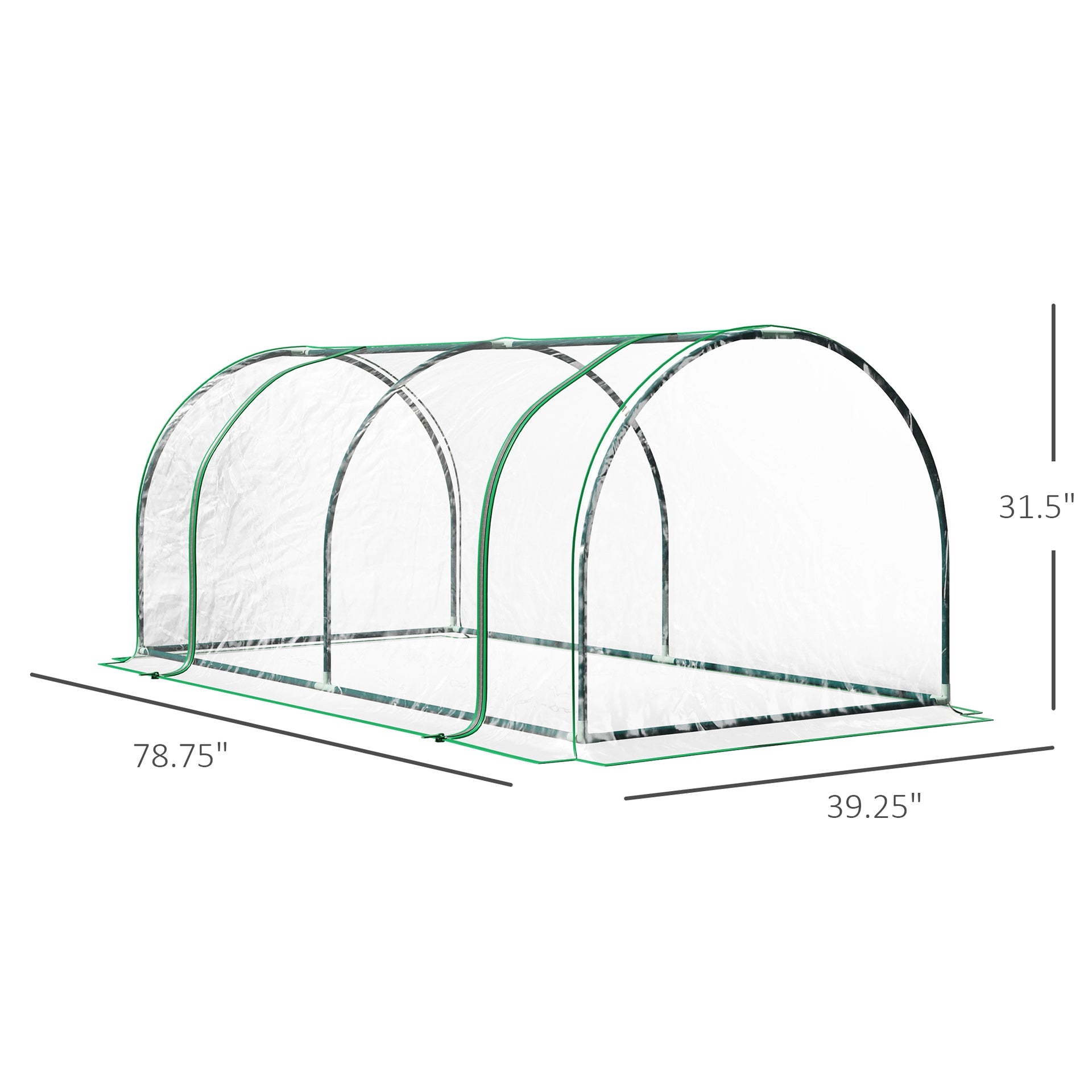 Outsunny 7' L x 3' W x 2.5' H Portable Tunnel Greenhouse for Outdoor Garden Hot House with 4 Zippered Doors, PVC Cover