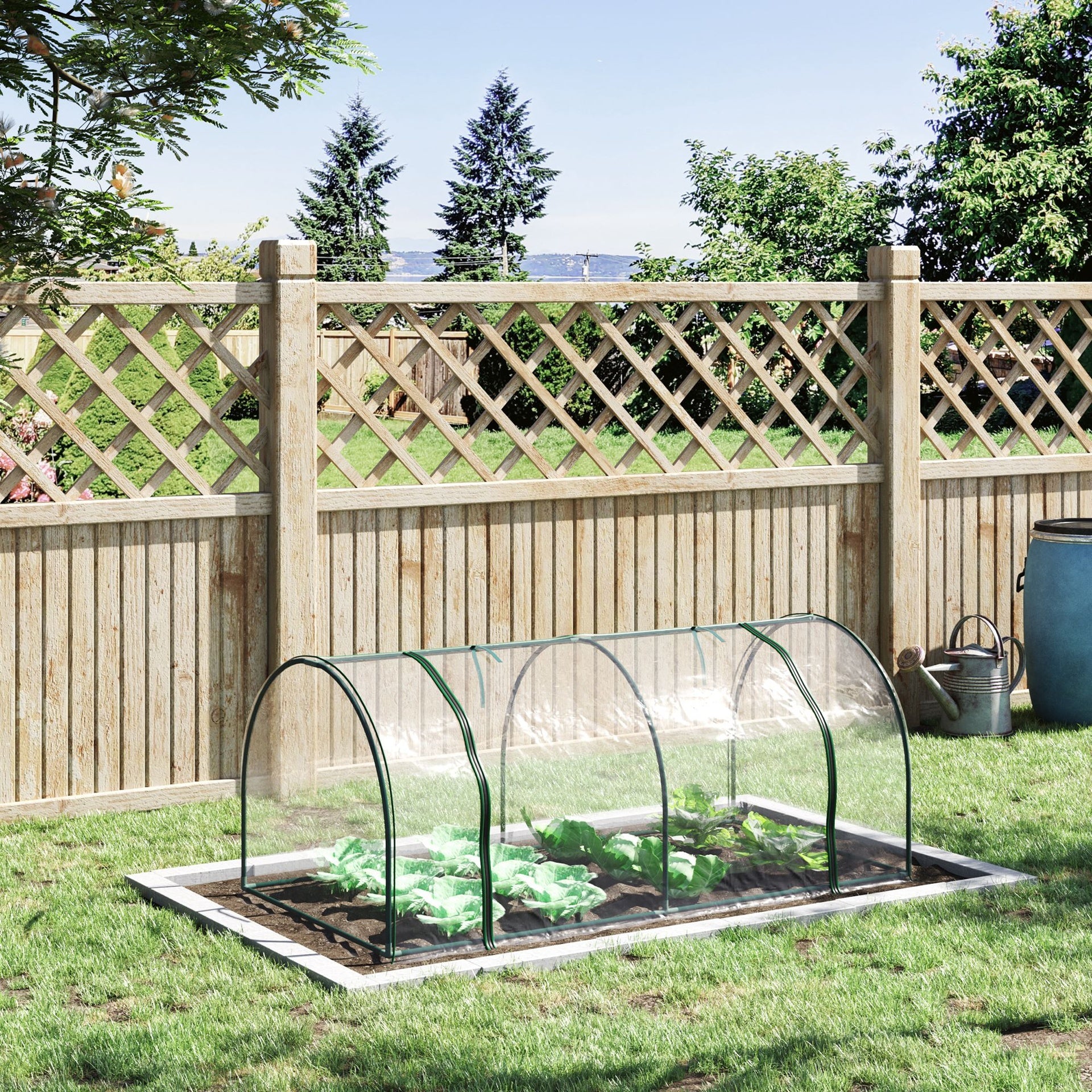 Outsunny 7' L x 3' W x 2.5' H Portable Tunnel Greenhouse for Outdoor Garden Hot House with 4 Zippered Doors, PVC Cover