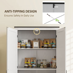 HOMCOM 72" Farmhouse Pantry Cabinet with Adjustable Shelves, Kitchen Pantry Cabinet with 2 Doors, Distressed White