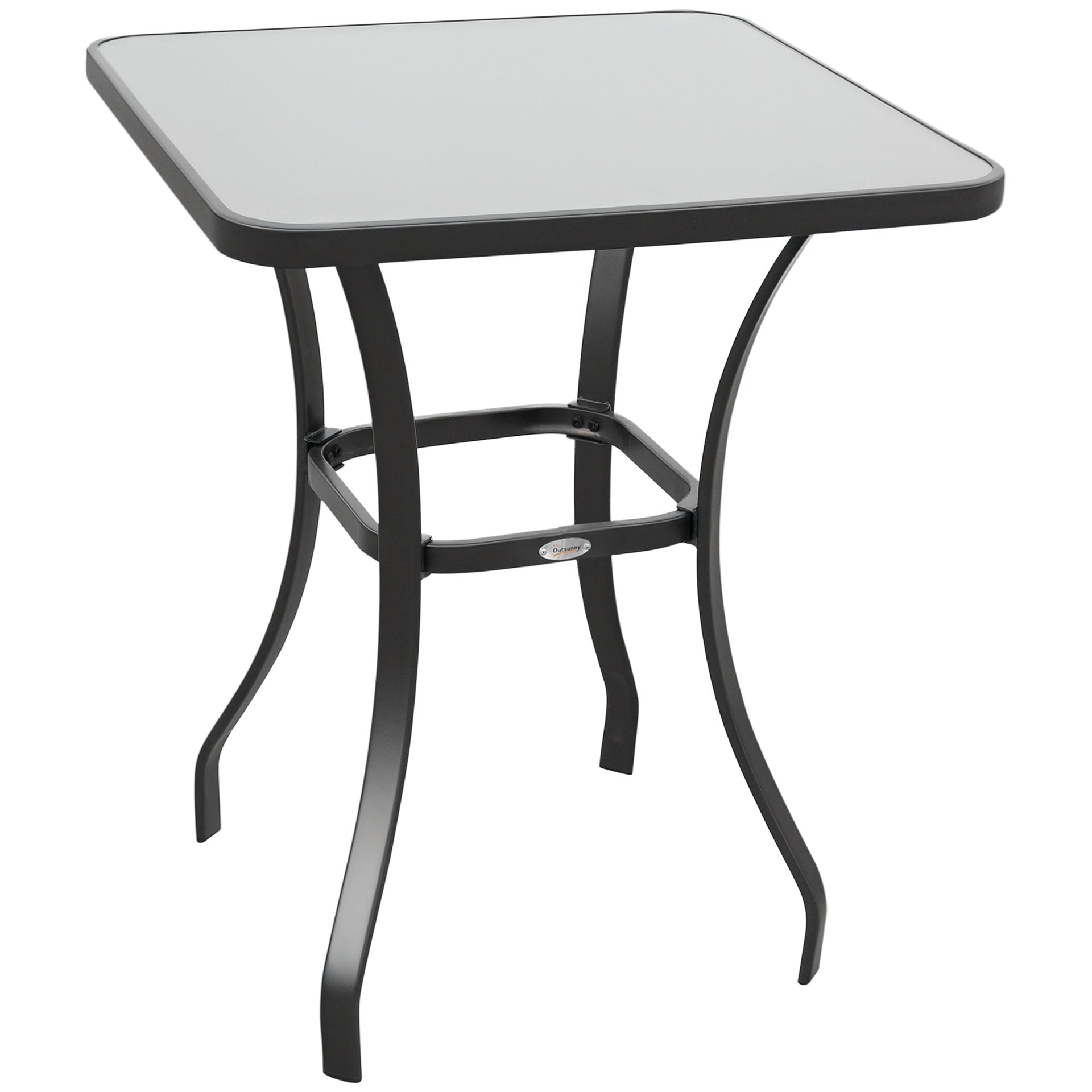 Outsunny 27" Square Bistro Table Garden Dining Table Outdoor Tempered Glass Table