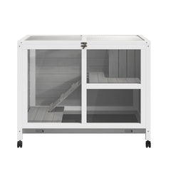 PawHut Desk/Table Sized Rabbit Hutch with Wheels