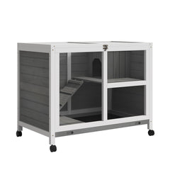 PawHut Desk/Table Sized Rabbit Hutch with Wheels