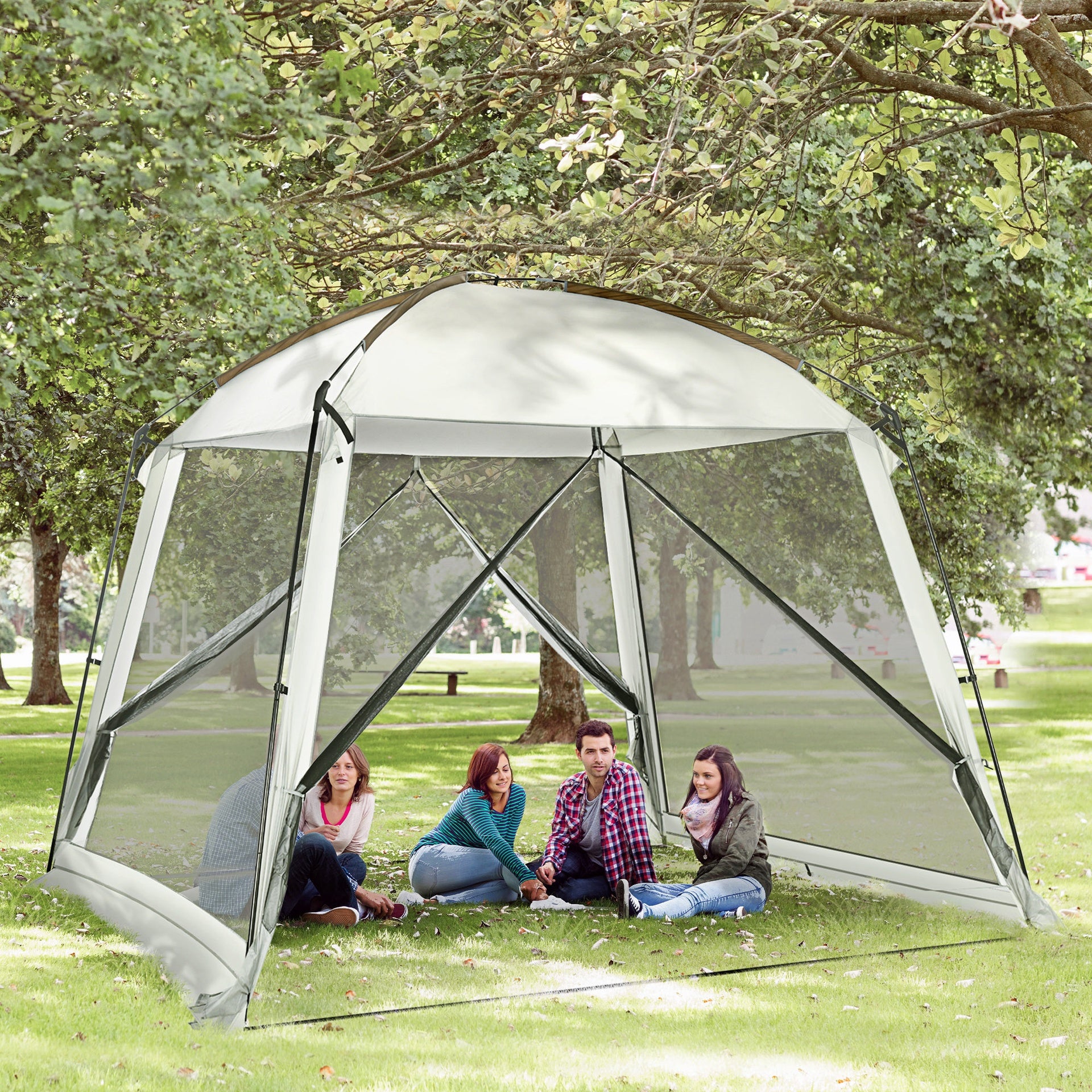 Outsunny 10' x 10' Screen House Room, UV50+ Screen Tent with 2 Doors and Carry Bag, Easy Setup, for Patios Outdoor Camping Activities