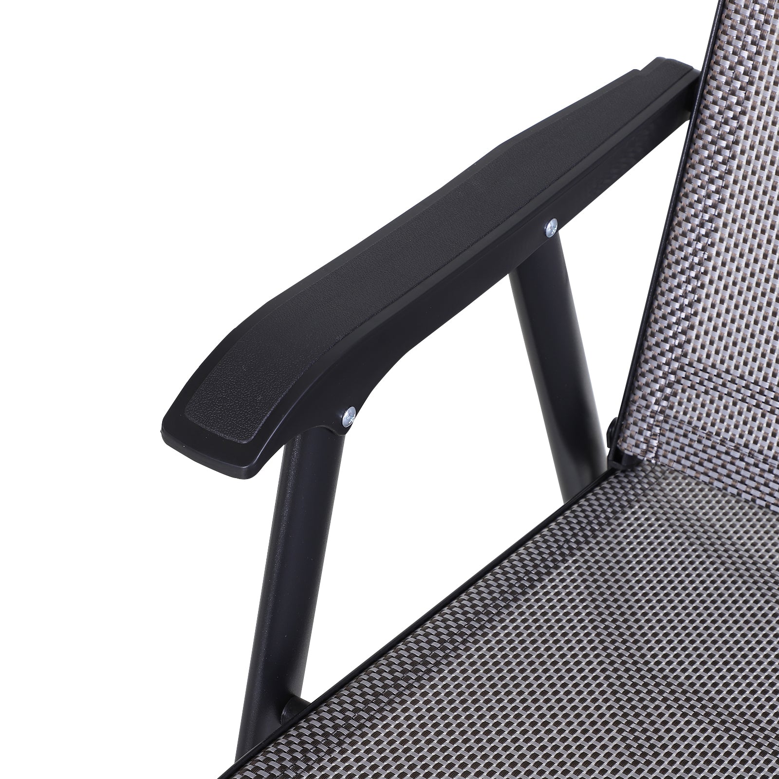 Outsunny Set of 4 Outdoor Folding Chairs, Stackable Patio Dining Chairs with Armrests, Metal Frame, Gray