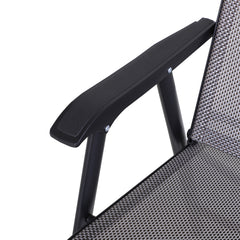 Outsunny Set of 4 Outdoor Folding Chairs, Stackable Patio Dining Chairs with Armrests, Metal Frame, Gray
