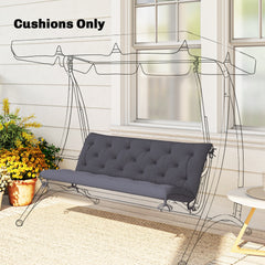 Outsunny 59" x 38" Tufted Bench Cushion for Outdoor Furniture, 3-Seater Replacement for Swing Chair, Patio Sofa/Couch, Dark Gray