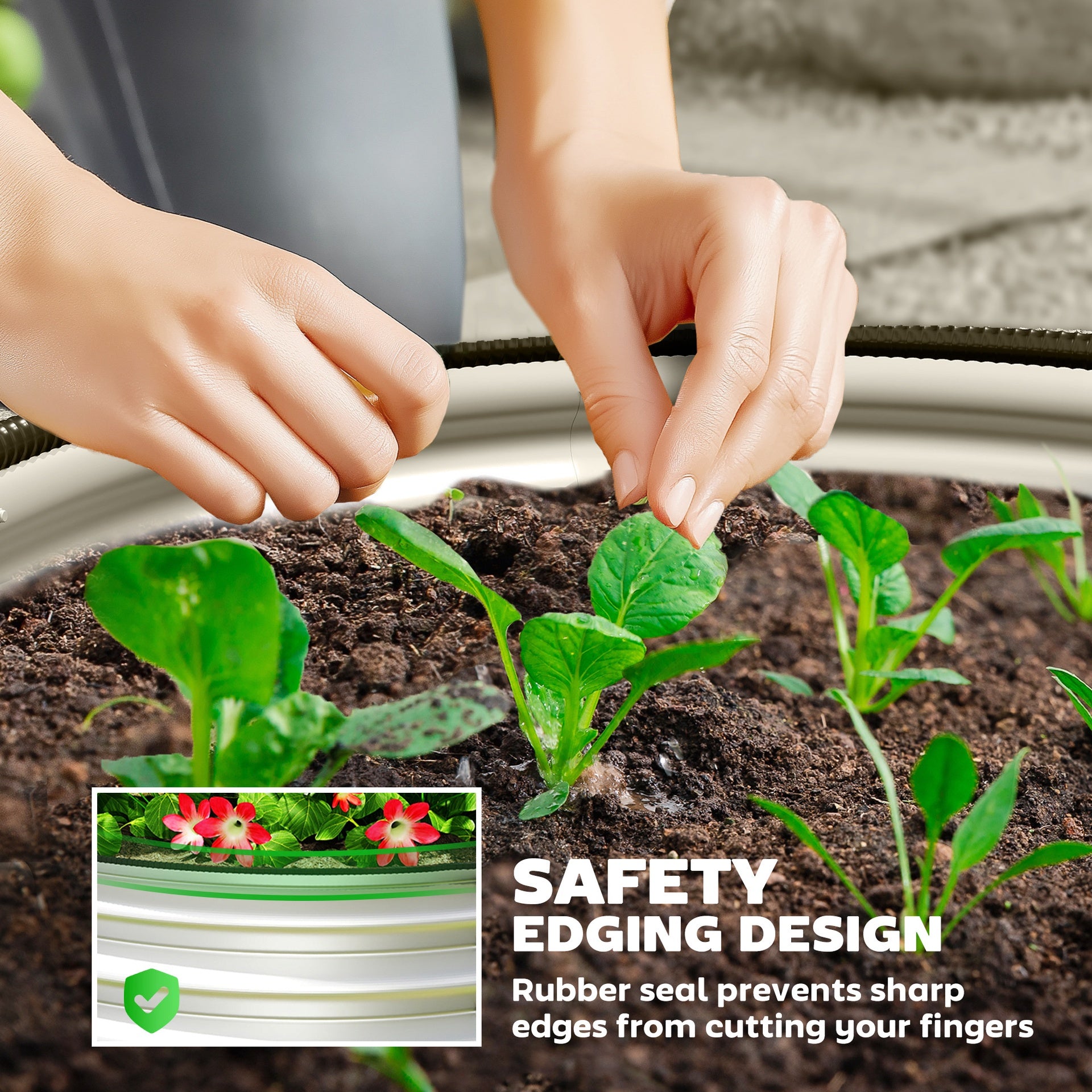 Outsunny Set of 2 Raised Garden Bed, Metal Planter Box with Safety Edging, Easy-to-assemble Stock Tank 2'x2'x1' Silver