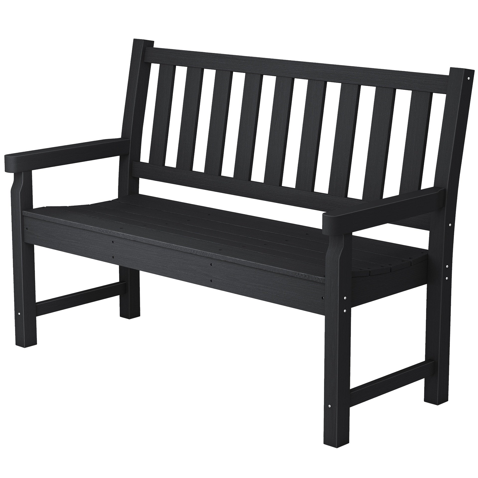 Outsunny 2-Person Garden Bench, HDPE Outdoor Bench with 530 lbs Capacity, Curved Seat for Backyard, Park, Porch, Lawn, Black
