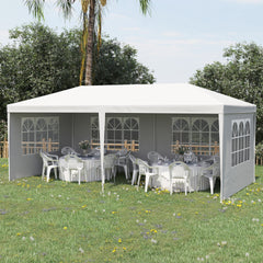Outsunny Large 20' x 10' Gazebo Canopy Party Tent with 4 Removable Window Side Walls, Outdoor Events - White