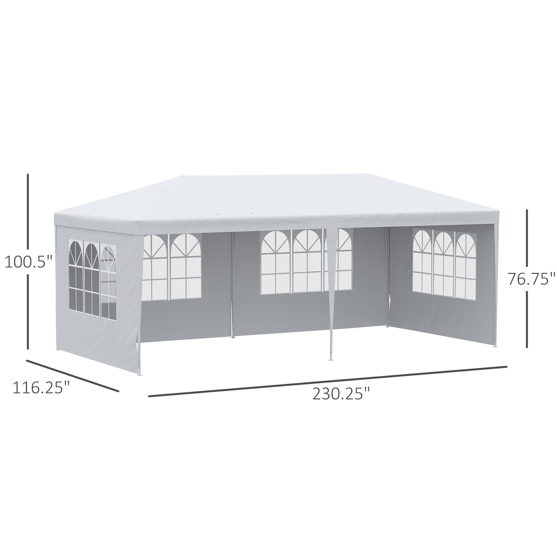 Outsunny Large 20' x 10' Gazebo Canopy Party Tent with 4 Removable Window Side Walls, Outdoor Events - White