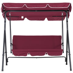 Outsunny Outdoor Patio Swing Chair with Adjustable Tilt Canopy and Removable Cushion, Red