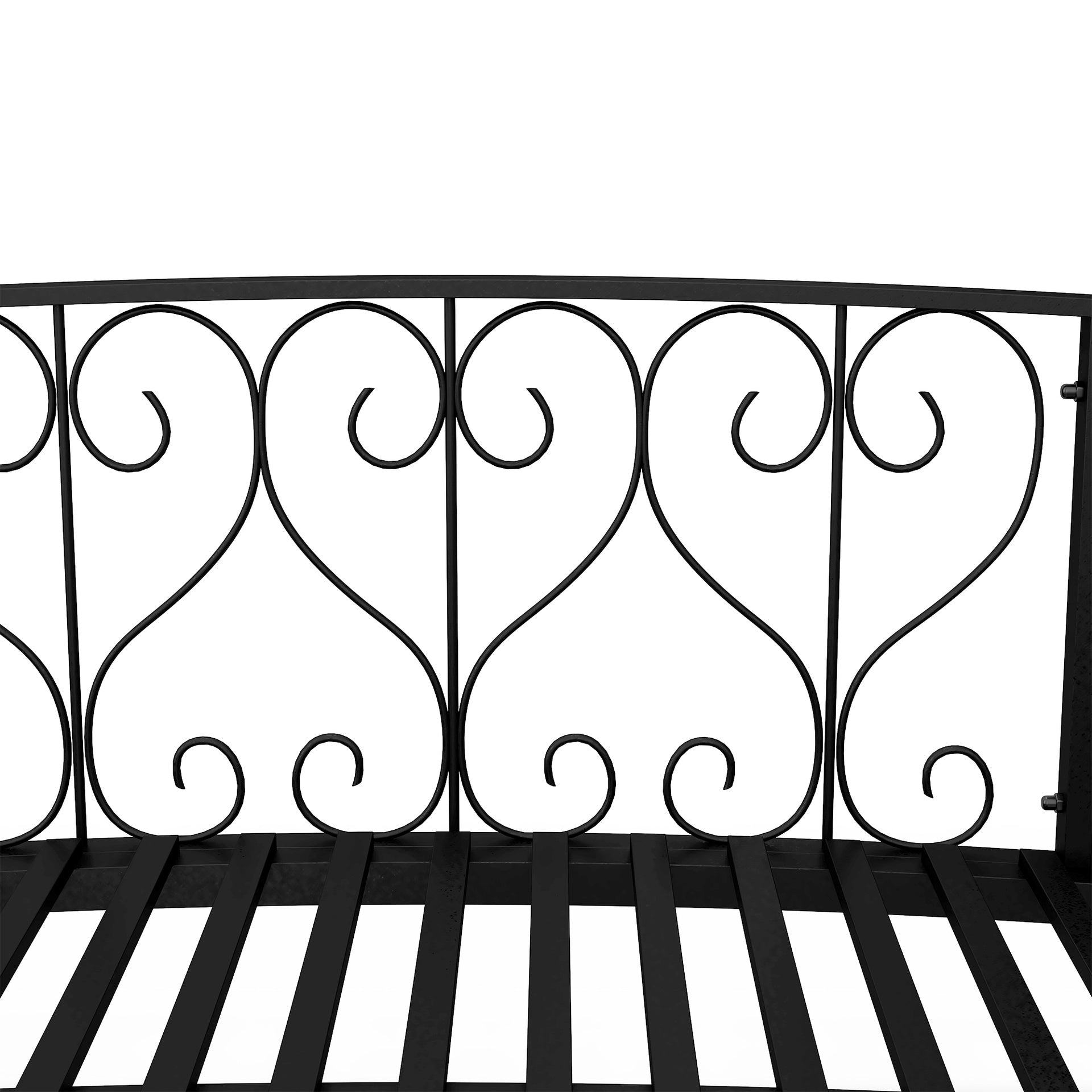 Outsunny 7' Metal Arch Garden Bridge Arc Footbridge with Side Railings Decorative Scrollwork, Black