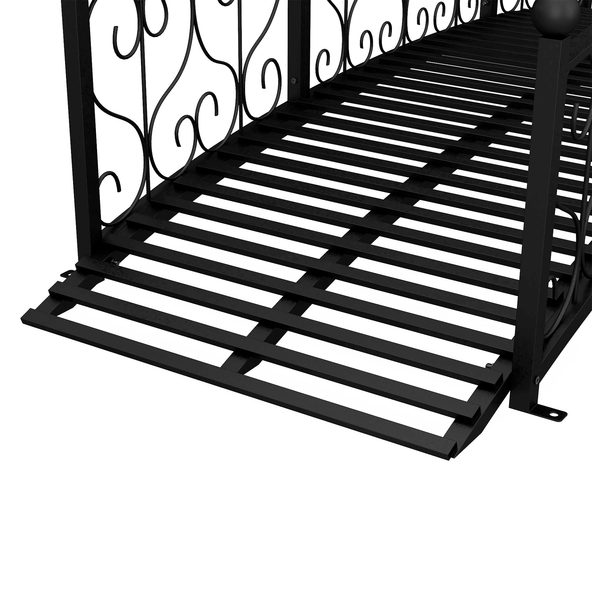 Outsunny 7' Metal Arch Garden Bridge Arc Footbridge with Side Railings Decorative Scrollwork, Black
