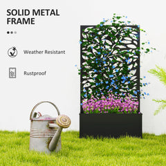 Outsunny Metal Garden Bed with Trellis for Climbing Plants, Freestanding or Wall Mounted Flower Bed for Garden, Patio, Balcony