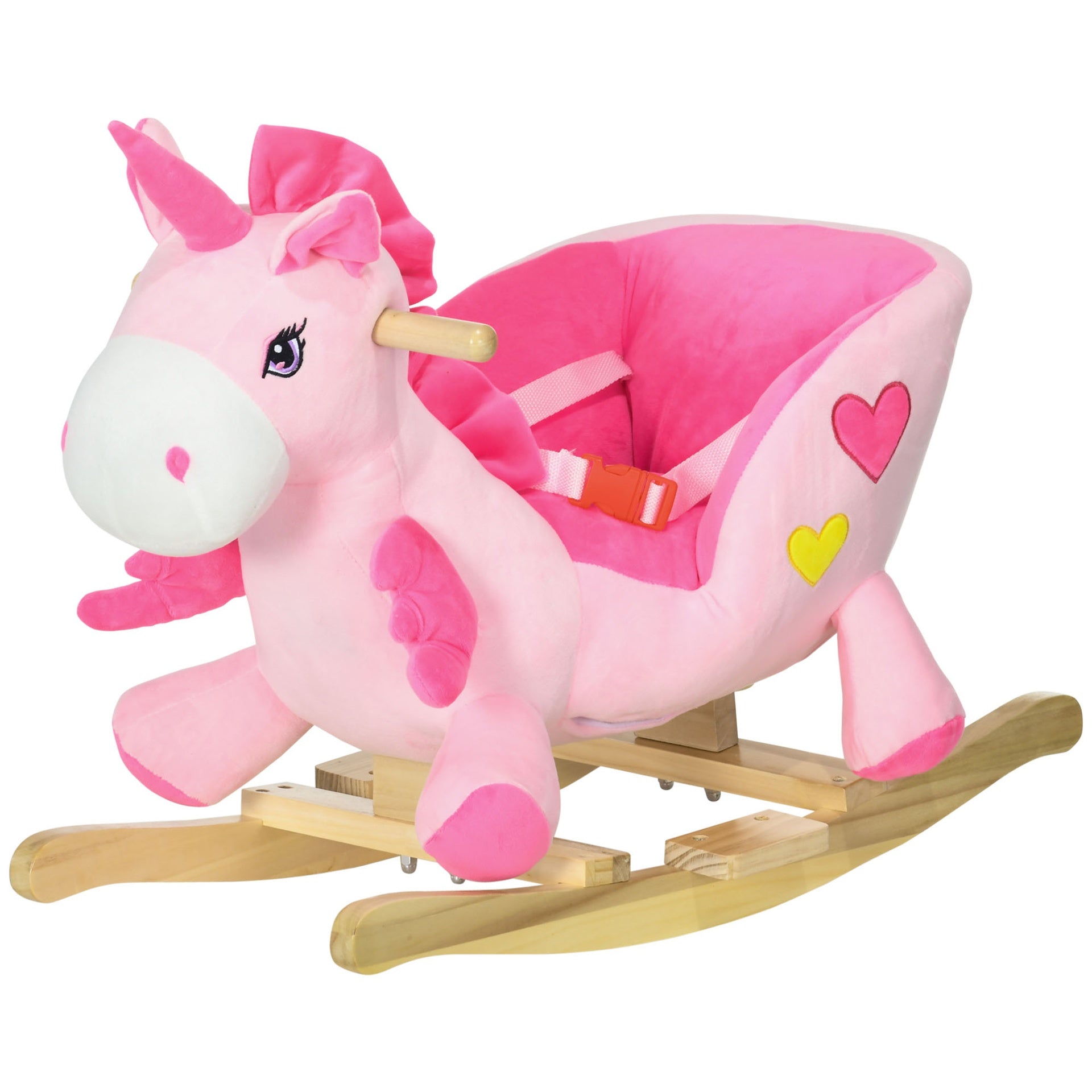 Qaba Baby Rocking Horse Ride On Unicorn with 32 Songs, Seatbelt, Pink