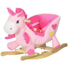 Qaba Baby Rocking Horse Ride On Unicorn with 32 Songs, Seatbelt, Pink