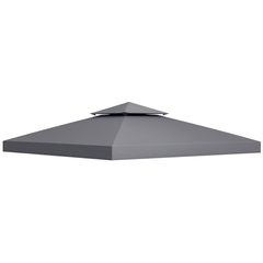 Outsunny Gazebo Replacement Canopy for Model 01 -0153, 2-Tier Top Cover for 9.8' x 9.8' Gazebo, Charcoal (TOP ONLY)
