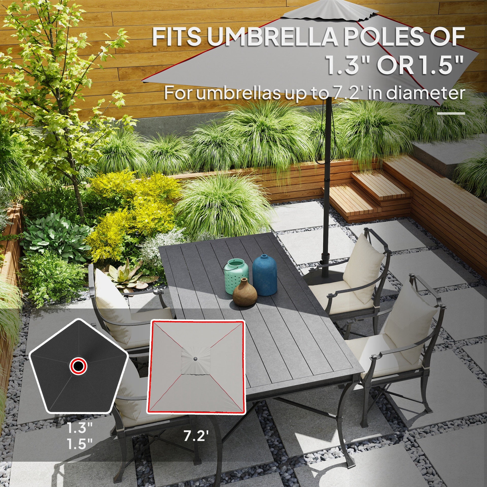 Outsunny Patio Umbrella Base Holder, Heavy Duty Outdoor Umbrella Stand Base, Filled Up to 42lbs with Sand or 33lbs with Water for Garden, Poolside, Black