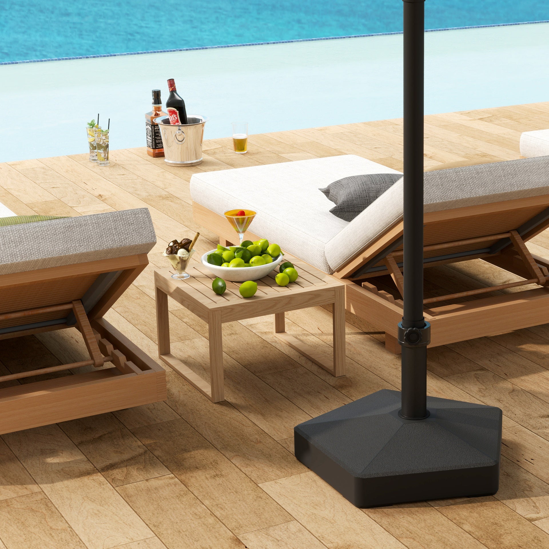 Outsunny Patio Umbrella Base Holder, Heavy Duty Outdoor Umbrella Stand Base, Filled Up to 42lbs with Sand or 33lbs with Water for Garden, Poolside, Black