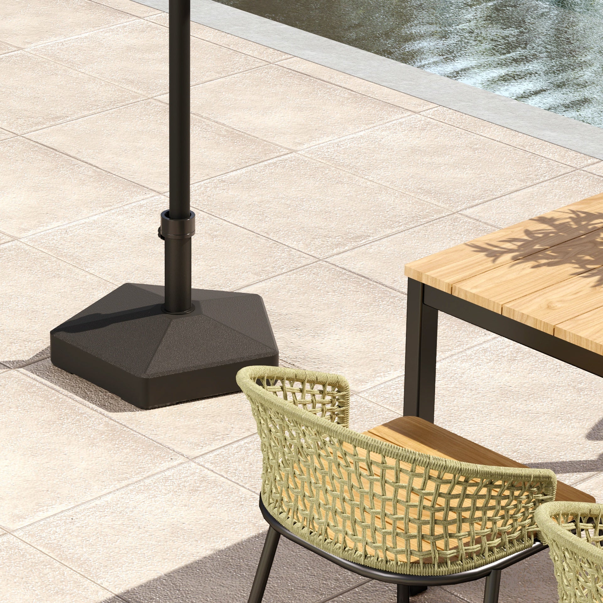 Outsunny Patio Umbrella Base Holder, Heavy Duty Outdoor Umbrella Stand Base, Filled Up to 42lbs with Sand or 33lbs with Water for Garden, Poolside, Black