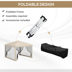 Outsunny 10' x 10' Pop Up Canopy Tent with Mesh Sidewalls, Height Adjustable, Transport Carrying Bag for Backyard Garden Patio