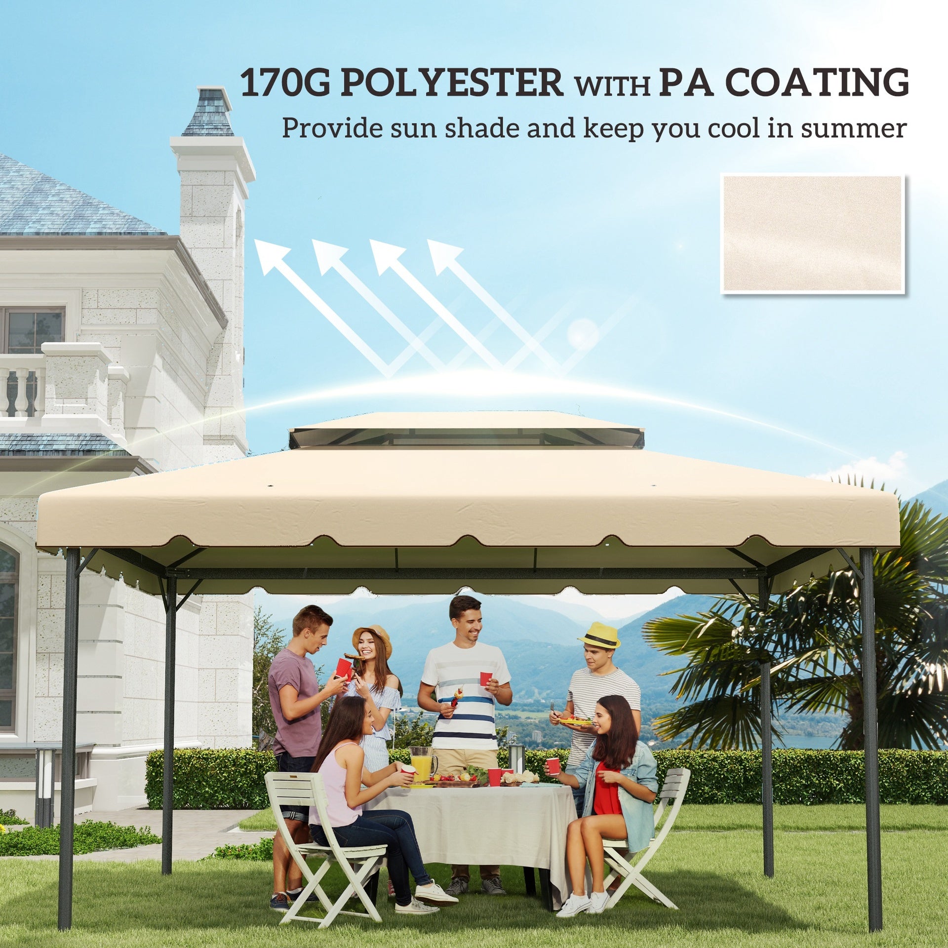 Outsunny Model 84C-101 or 84C-144 13' x 10' Gazebo Replacement Canopy, Gazebo Top with Double Vented Roof (TOP ONLY), White
