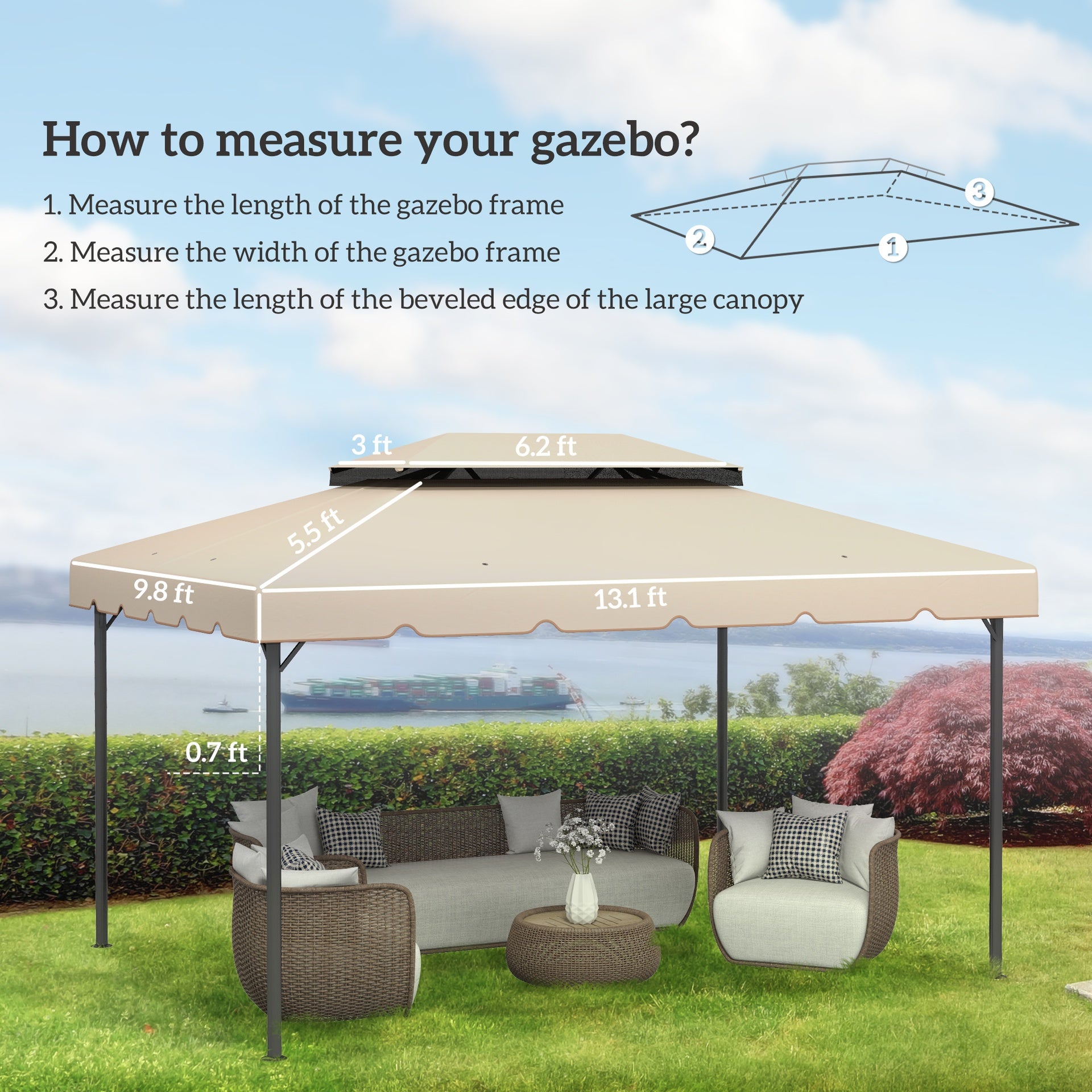 Outsunny Model 84C-101 or 84C-144 13' x 10' Gazebo Replacement Canopy, Gazebo Top with Double Vented Roof (TOP ONLY), White
