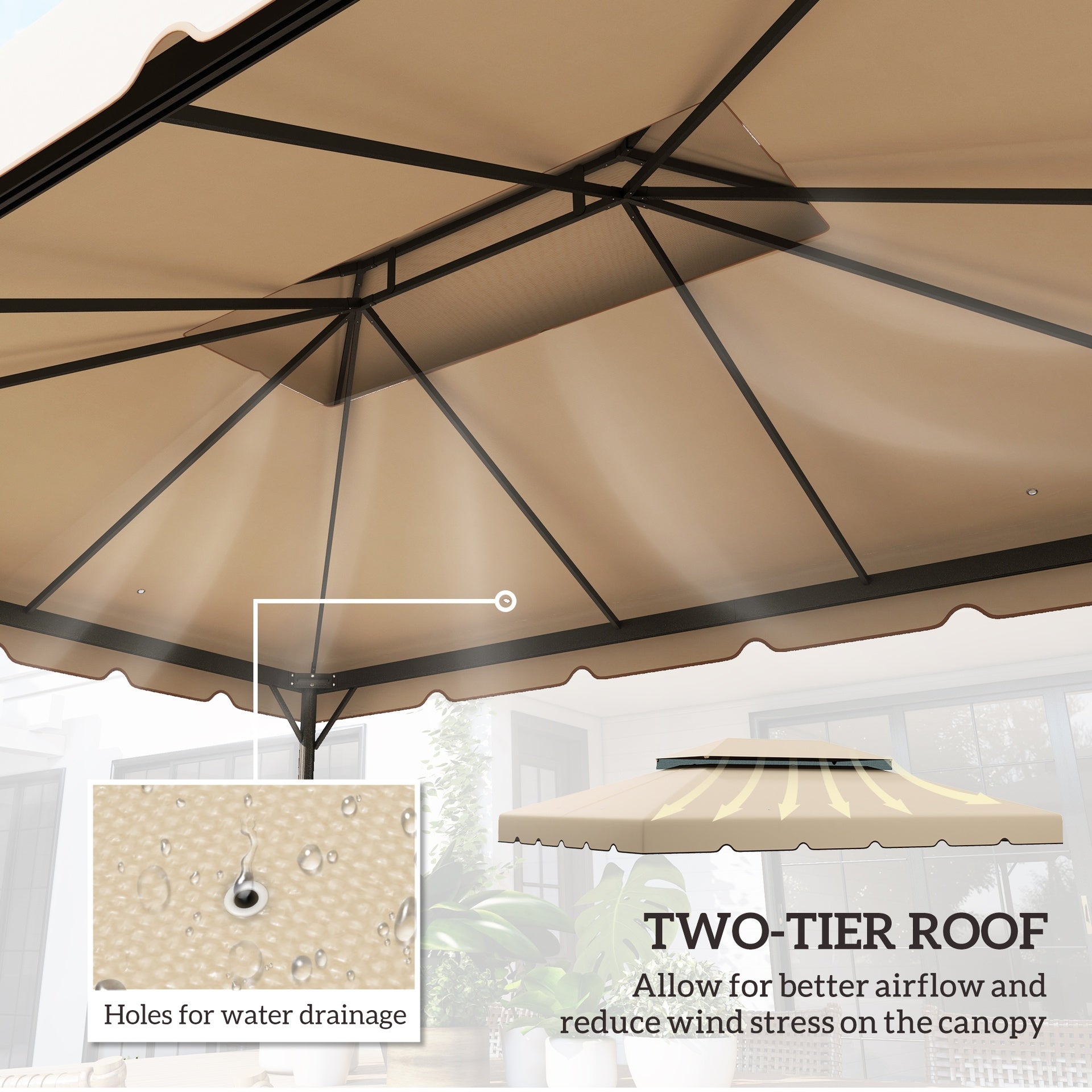 Outsunny Model 84C-101 or 84C-144 13' x 10' Gazebo Replacement Canopy, Gazebo Top with Double Vented Roof (TOP ONLY), White