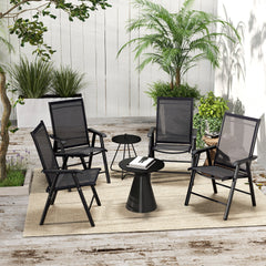 Outsunny Set of 4 Outdoor Folding Chairs, Stackable Patio Dining Chairs with Armrests, Metal Frame, Black