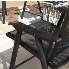 Outsunny Set of 4 Outdoor Folding Chairs, Stackable Patio Dining Chairs with Armrests, Metal Frame, Black